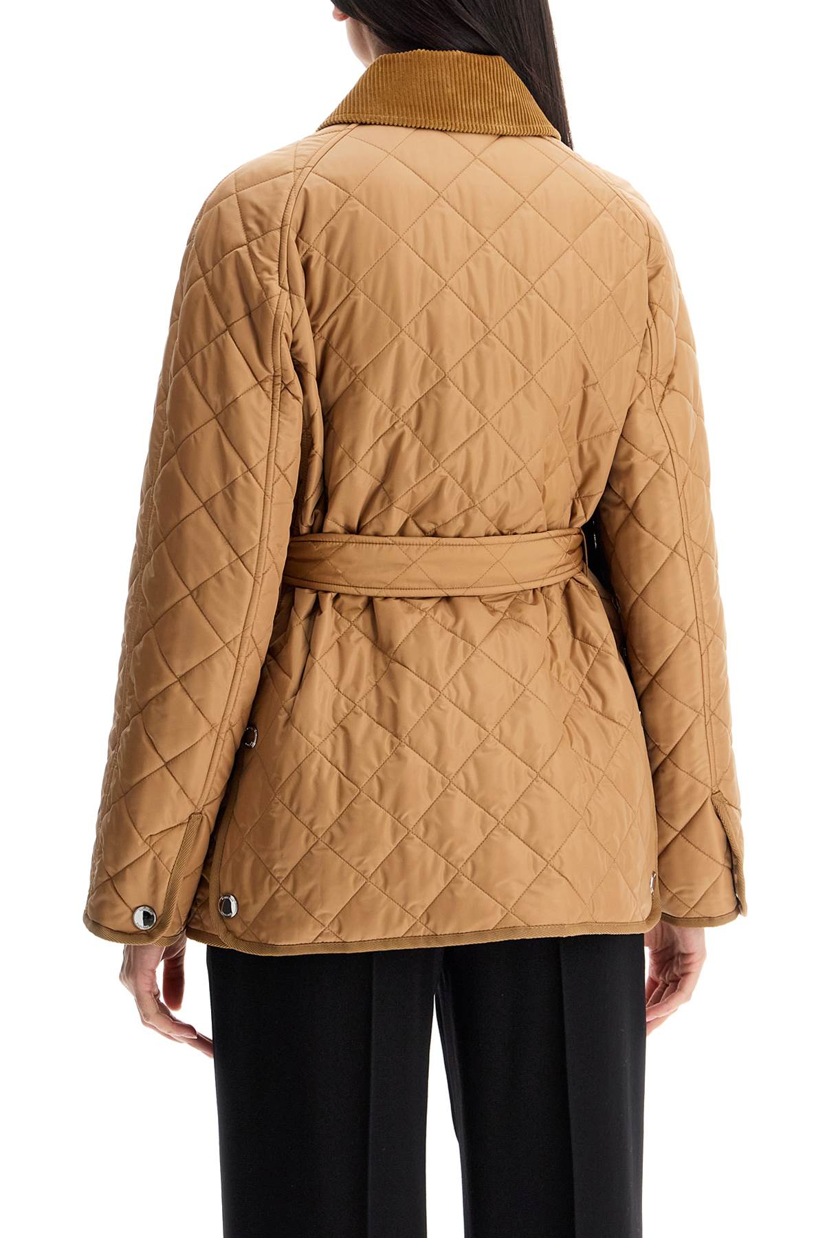 Quilted Jacket With Belt Pen  - Beige