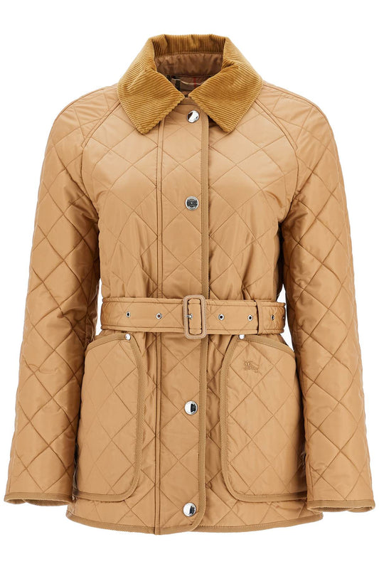 Quilted Jacket With Belt Pen  - Beige