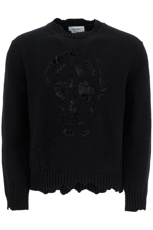 'distressed Skull Print Pul  - Black