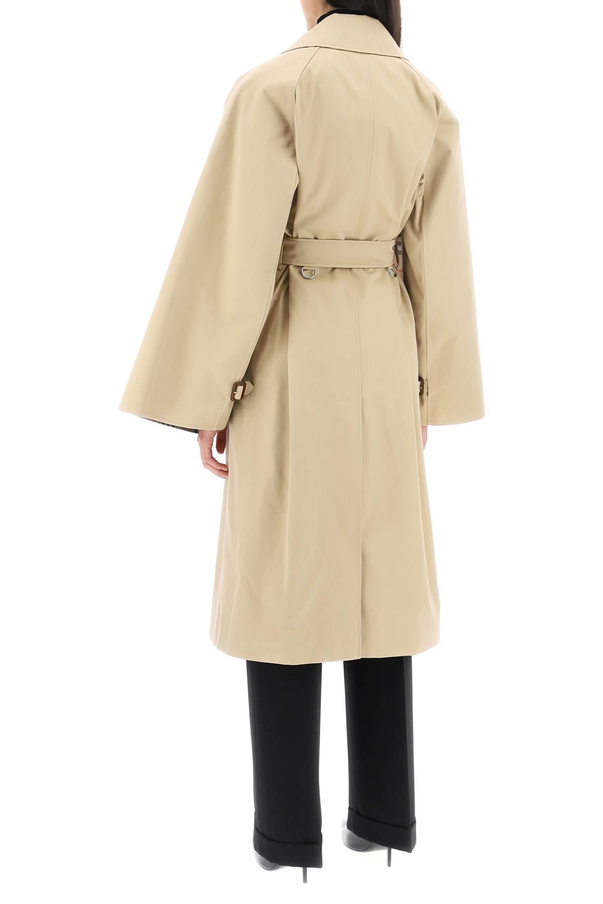 'ness' Double-breasted Raincoat In Cotton Gabardine  - Beige