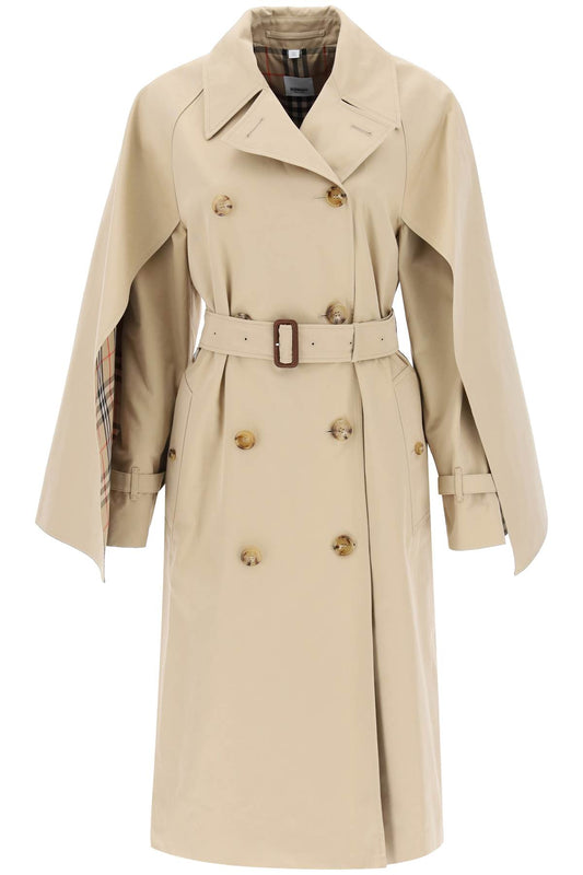 'ness' Double-breasted Raincoat In Cotton Gabardine  - Beige