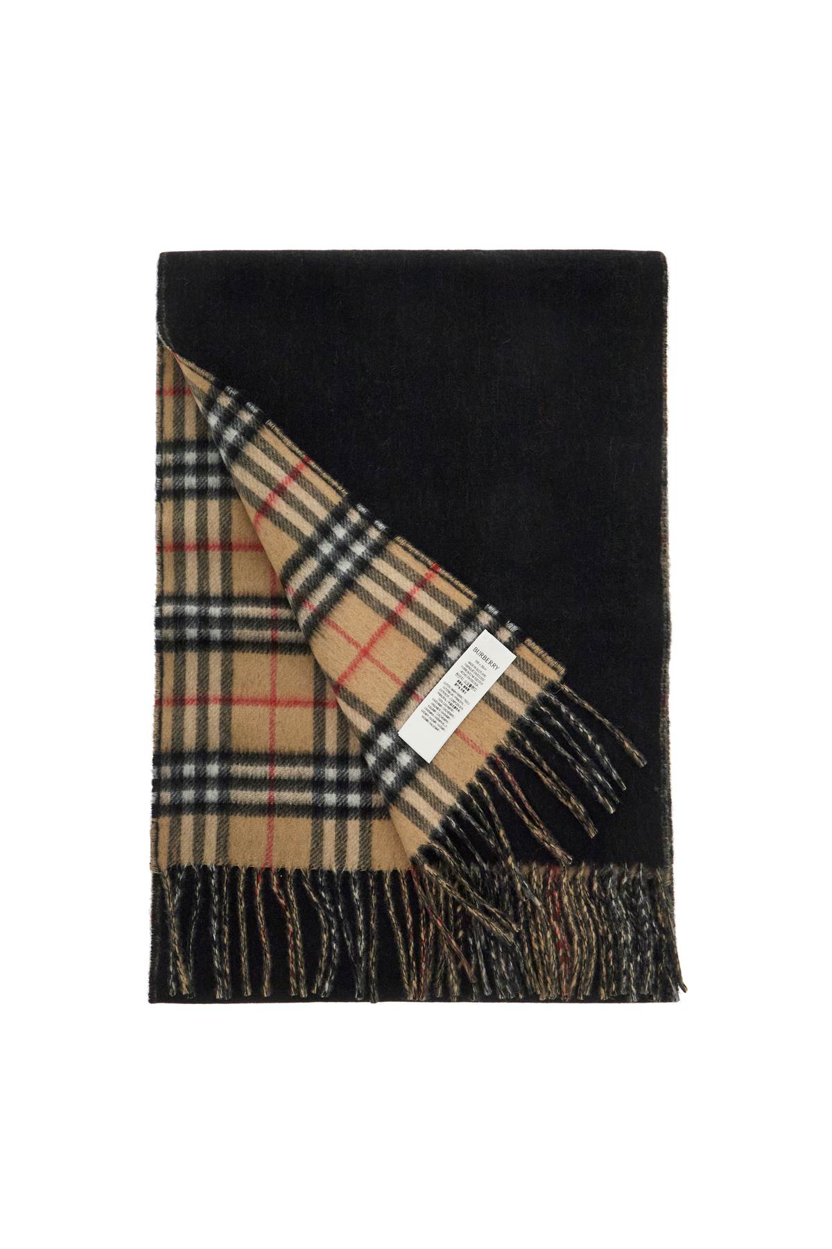 Reversible Cashmere Check Scarf  - Black