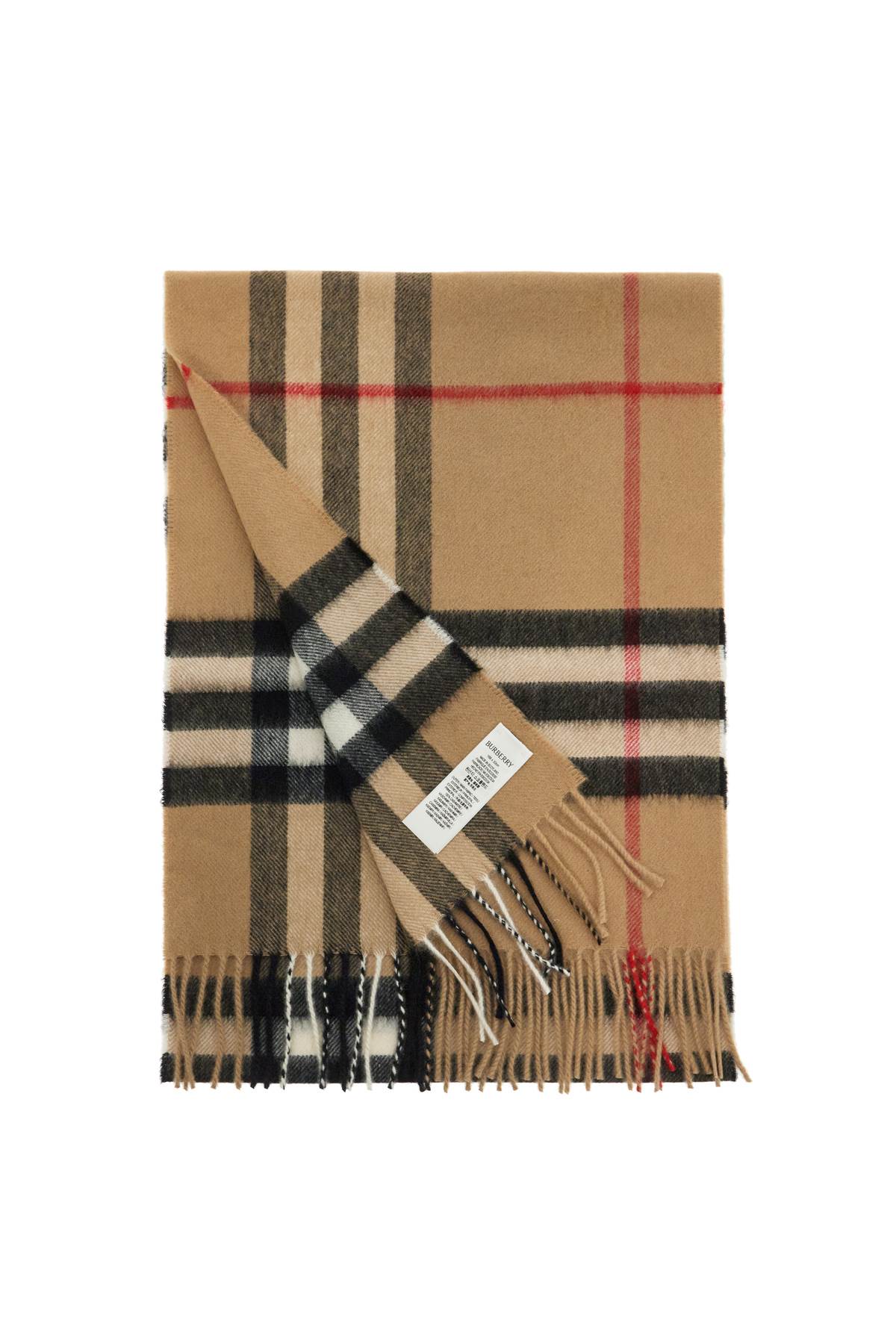 Cashmere Giant Check Scarf  - Beige