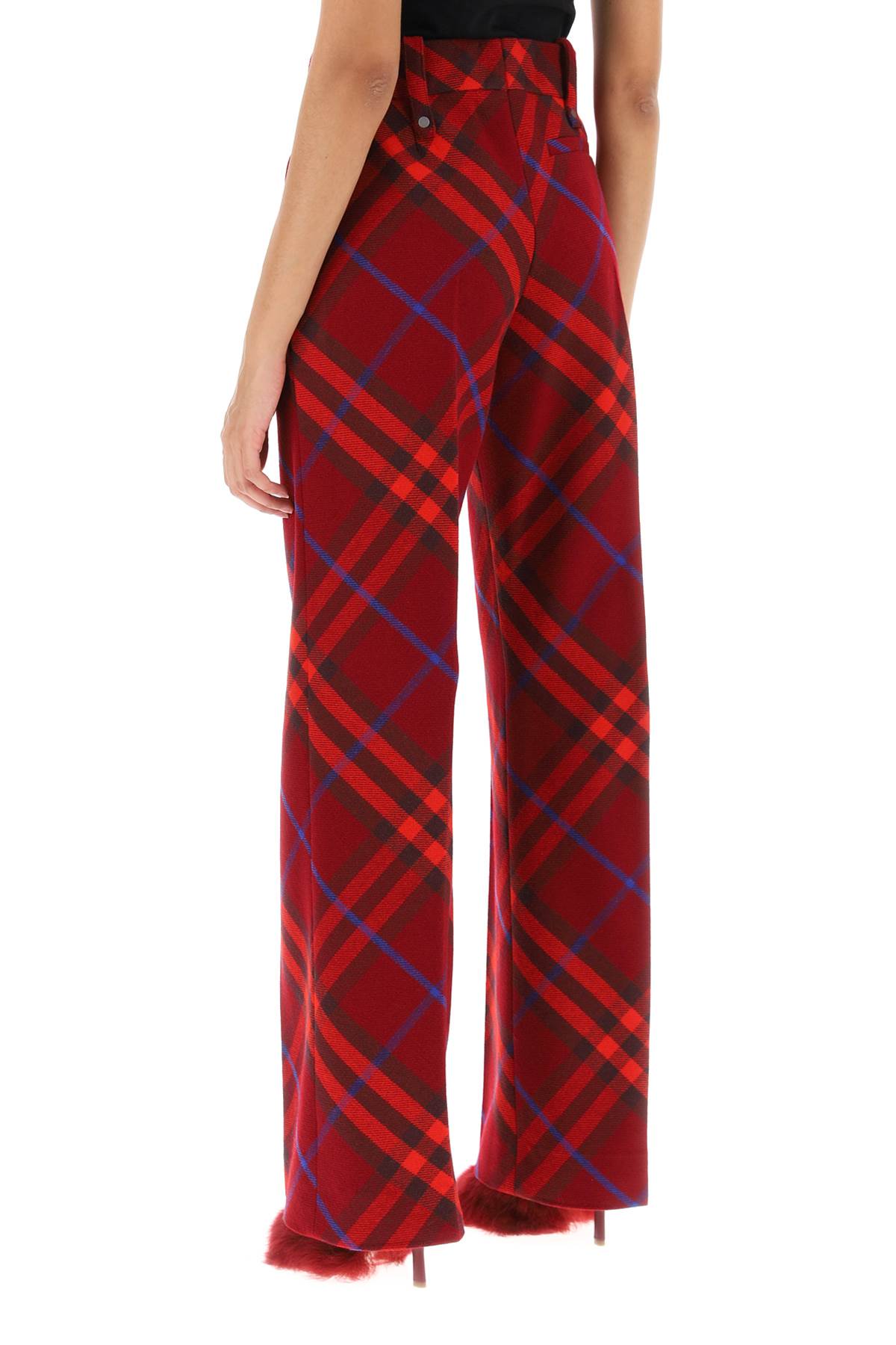 Burberry Check Wool Pants  - Red