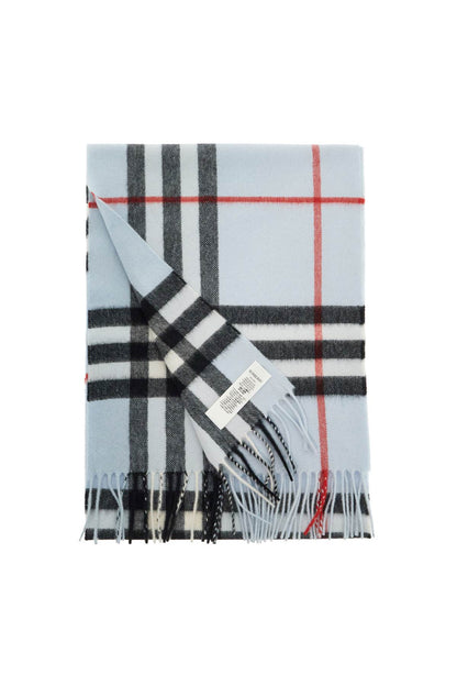 Check Cashmere Scarf  - Light Blue