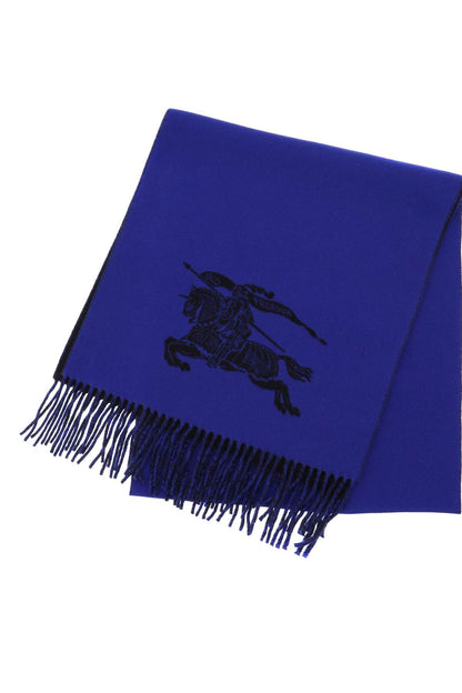 Reversible Cashmere Scarf With Ekd  - Blue