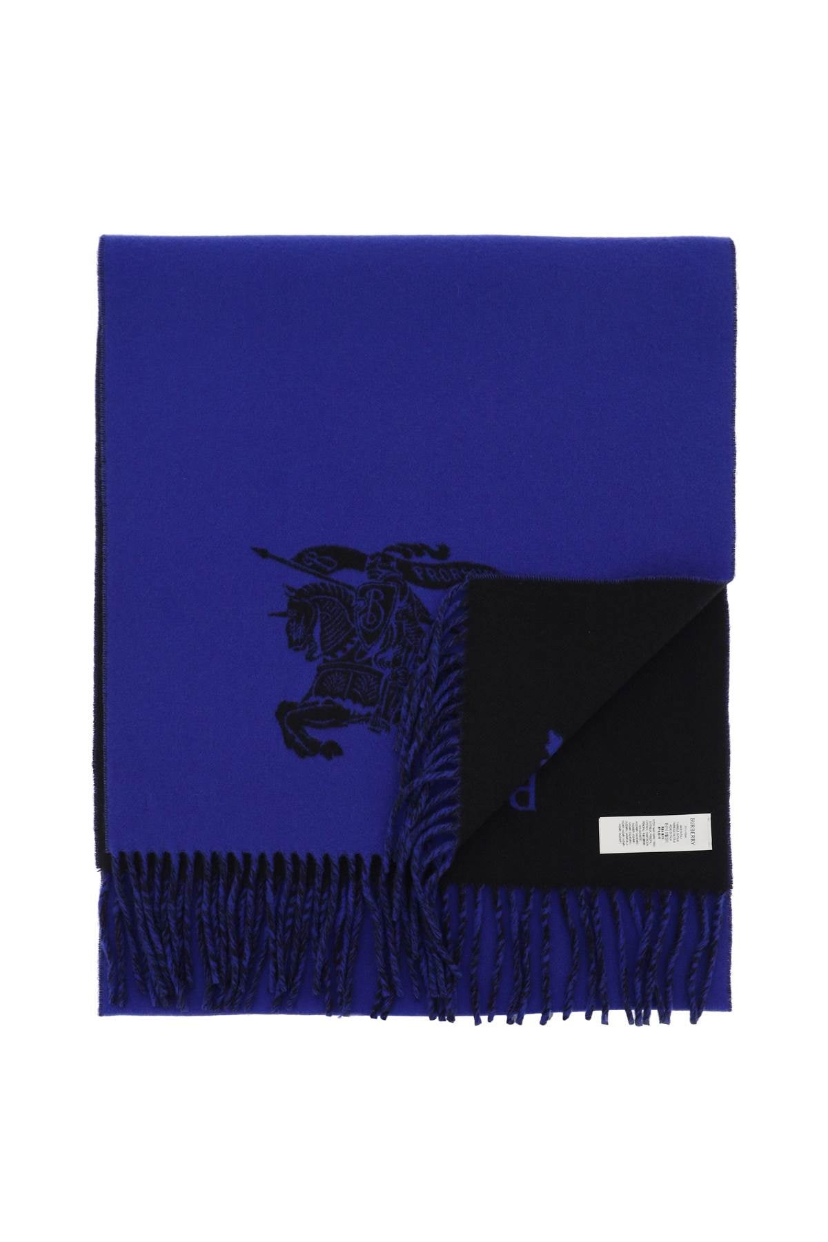 Reversible Cashmere Scarf With Ekd  - Blue