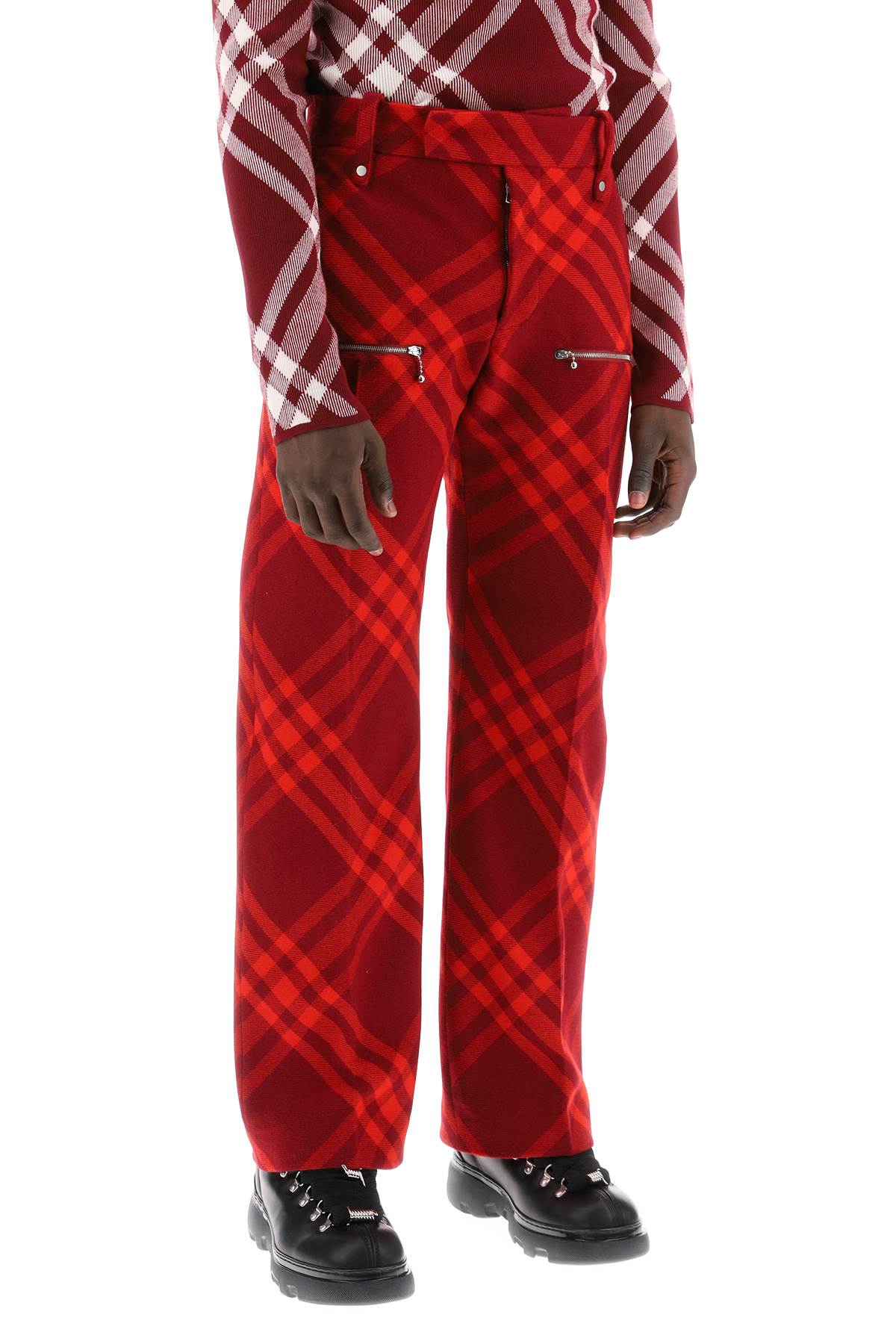 Check Wool Pants  - Rosso