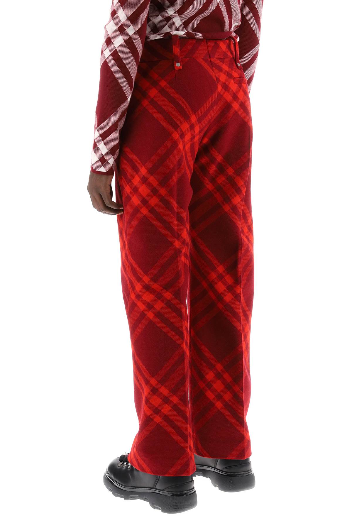 Check Wool Pants  - Rosso