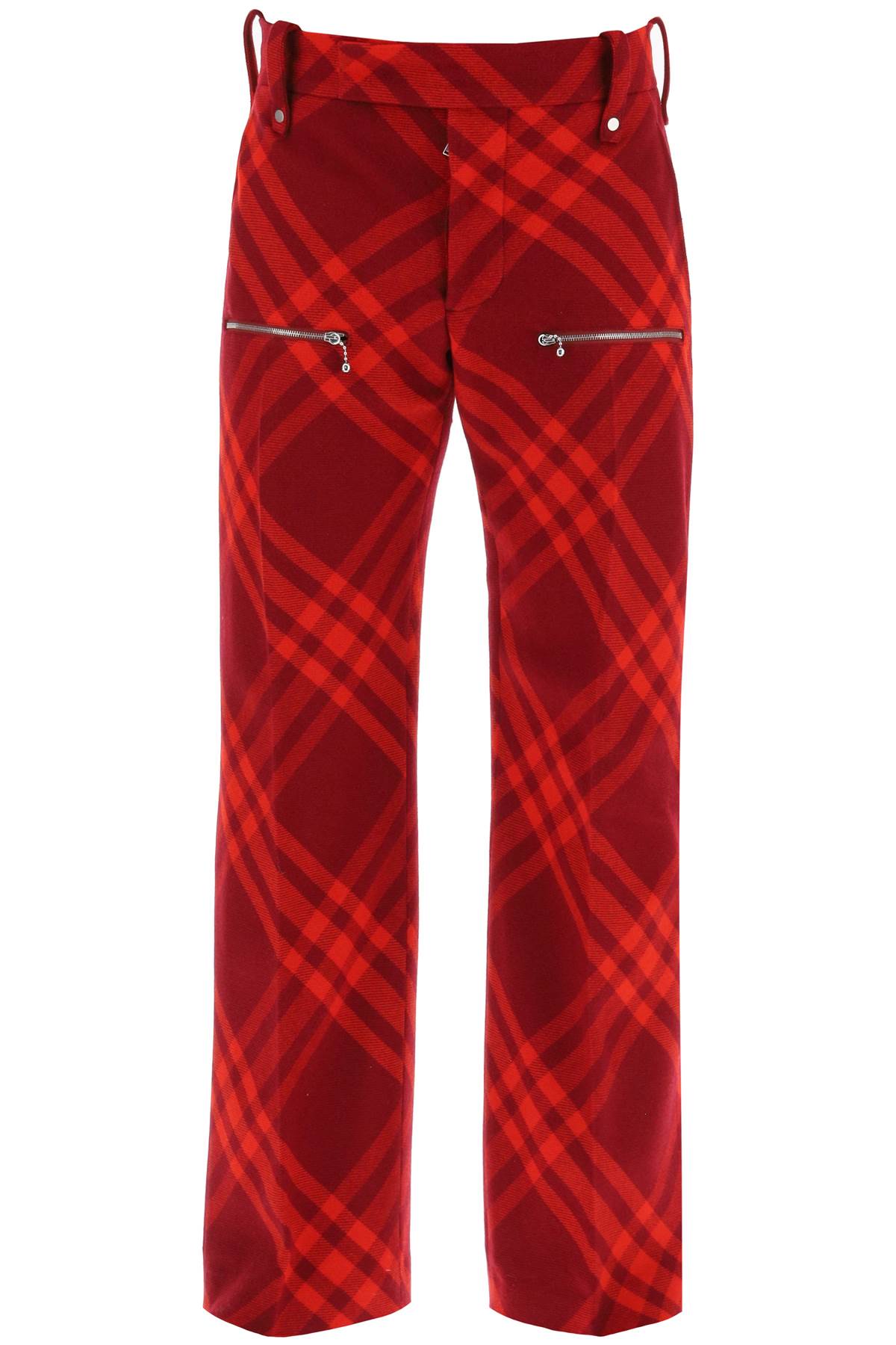 Check Wool Pants  - Rosso