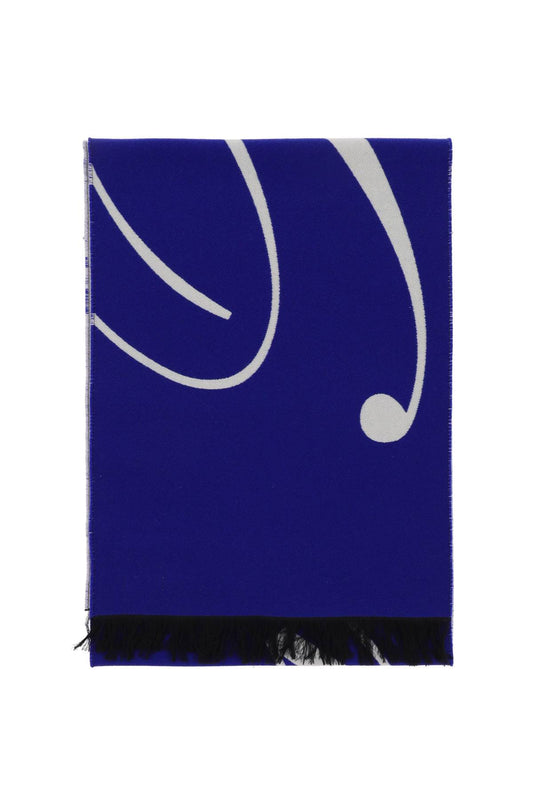 Silk And Wool Logo Scarf  - Blue