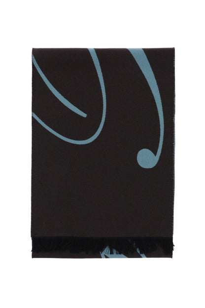 Silk And Wool Logo Scarf  - Brown