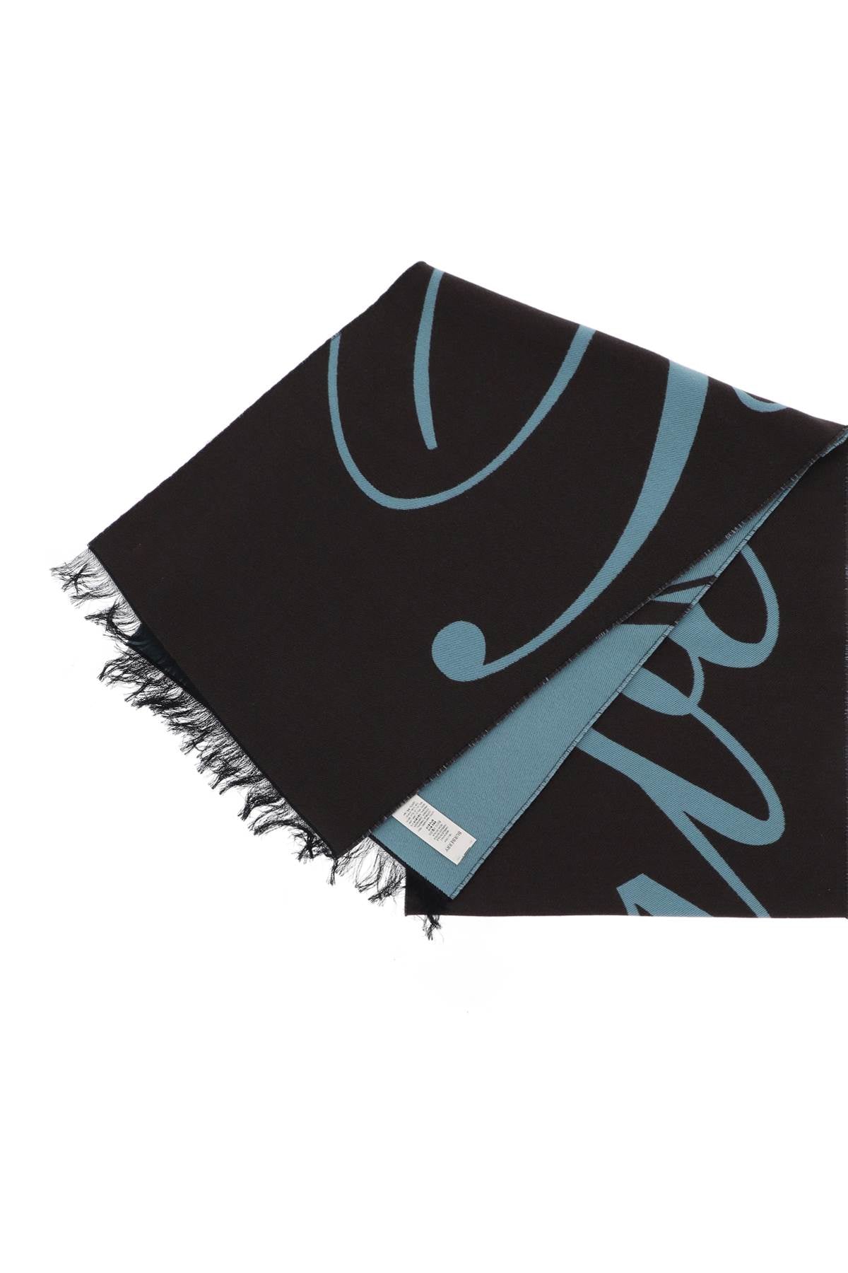 Silk And Wool Logo Scarf  - Brown