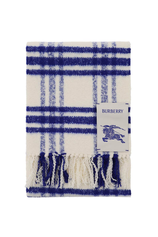 Check Wool Scarf  - Blue