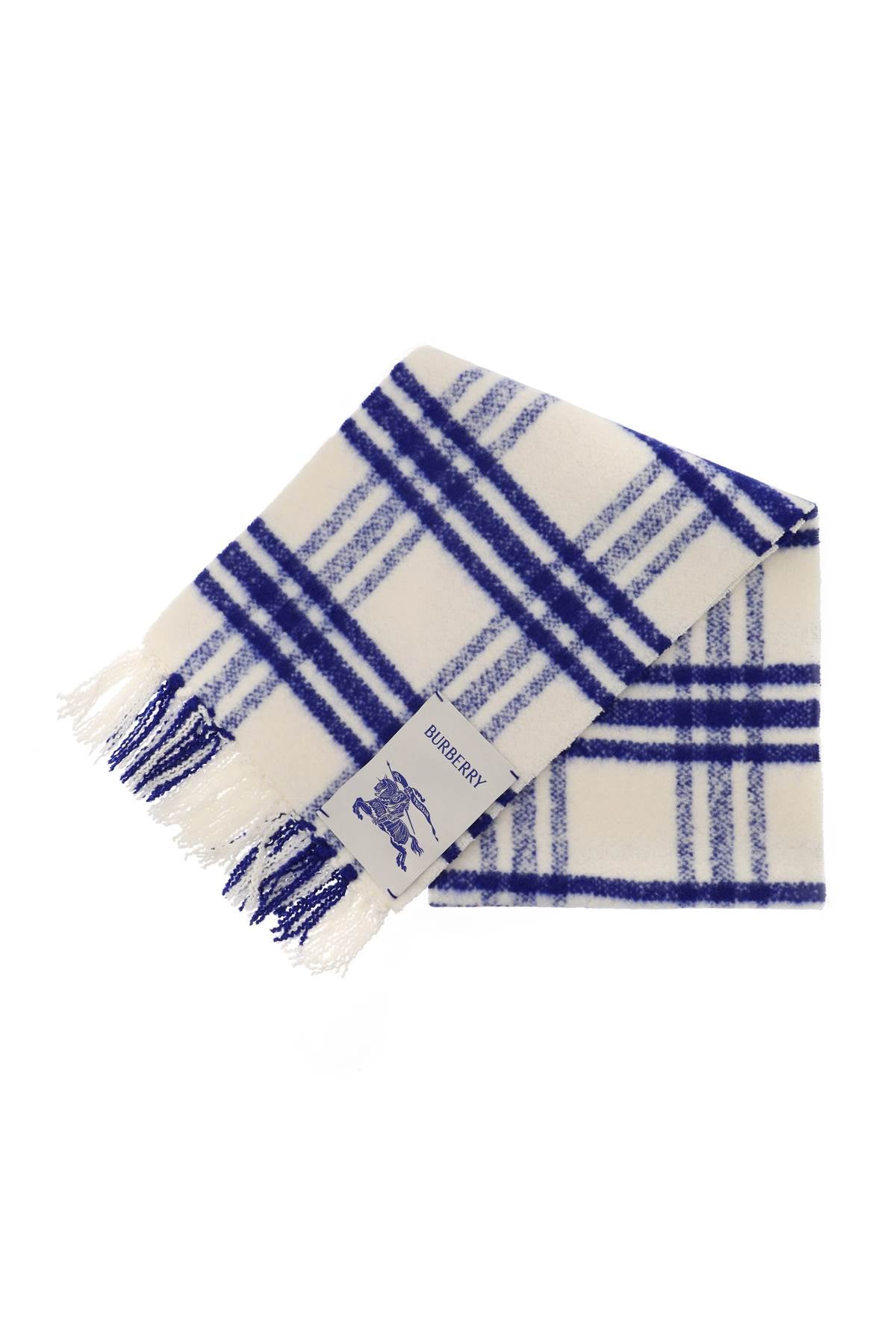 Check Wool Scarf  - Blue