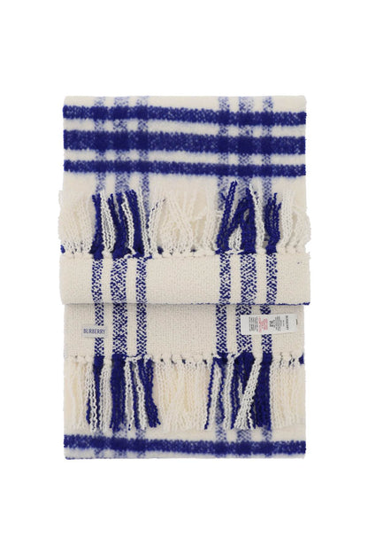 Check Wool Scarf  - Blue