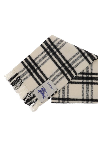 Check Wool Scarf  - White