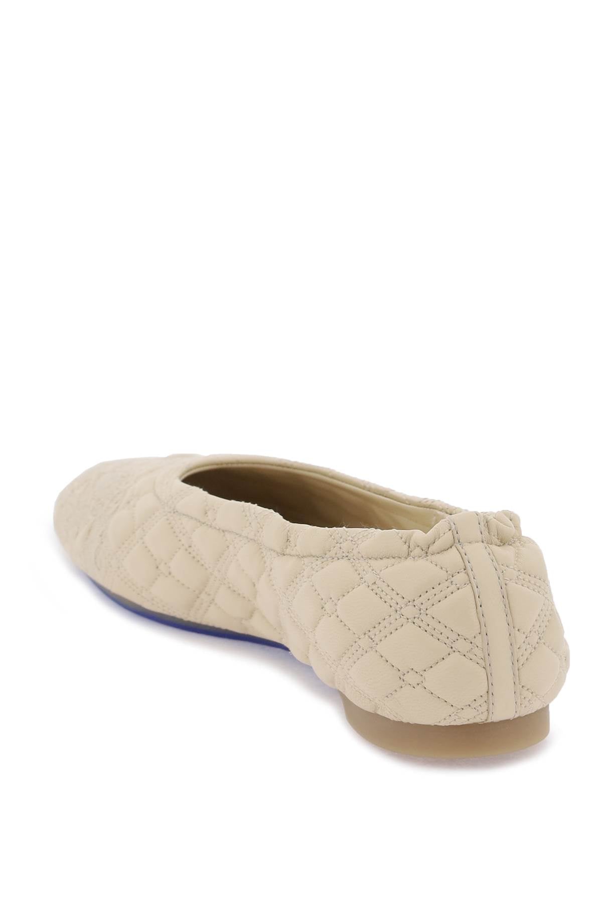 Quilted Leather Sadler Ballet Flats  - Beige