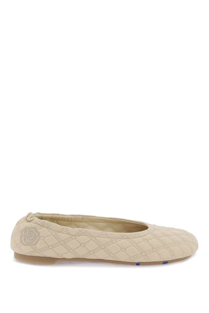 Quilted Leather Sadler Ballet Flats  - Beige