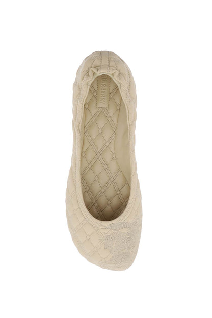 Quilted Leather Sadler Ballet Flats  - Beige