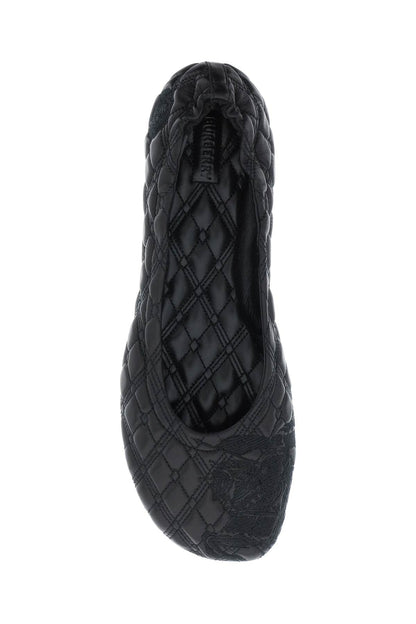 Quilted Leather Sadler Ballet Flats  - Black