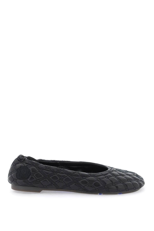 Quilted Leather Sadler Ballet Flats  - Black