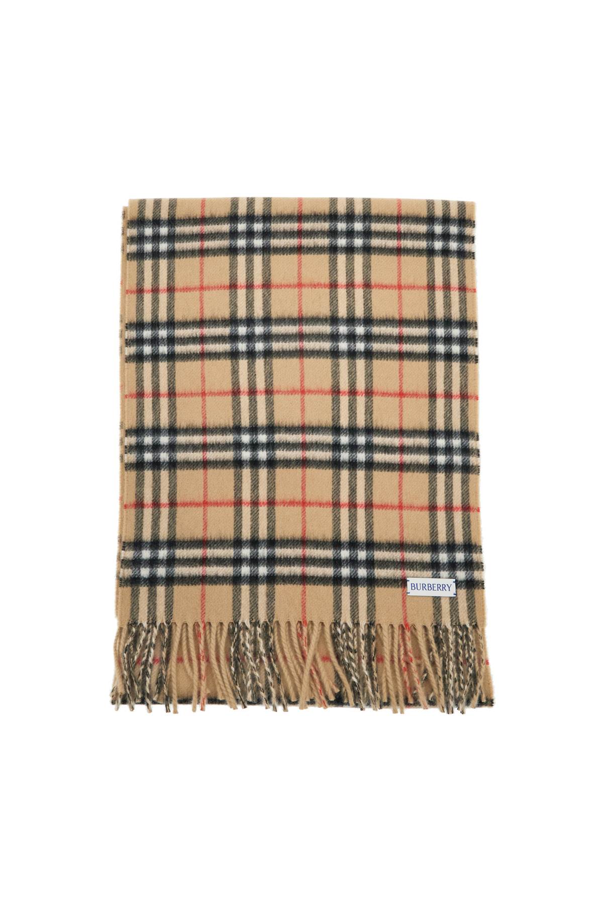 Reversible Cashmere Check Scarf  - Beige