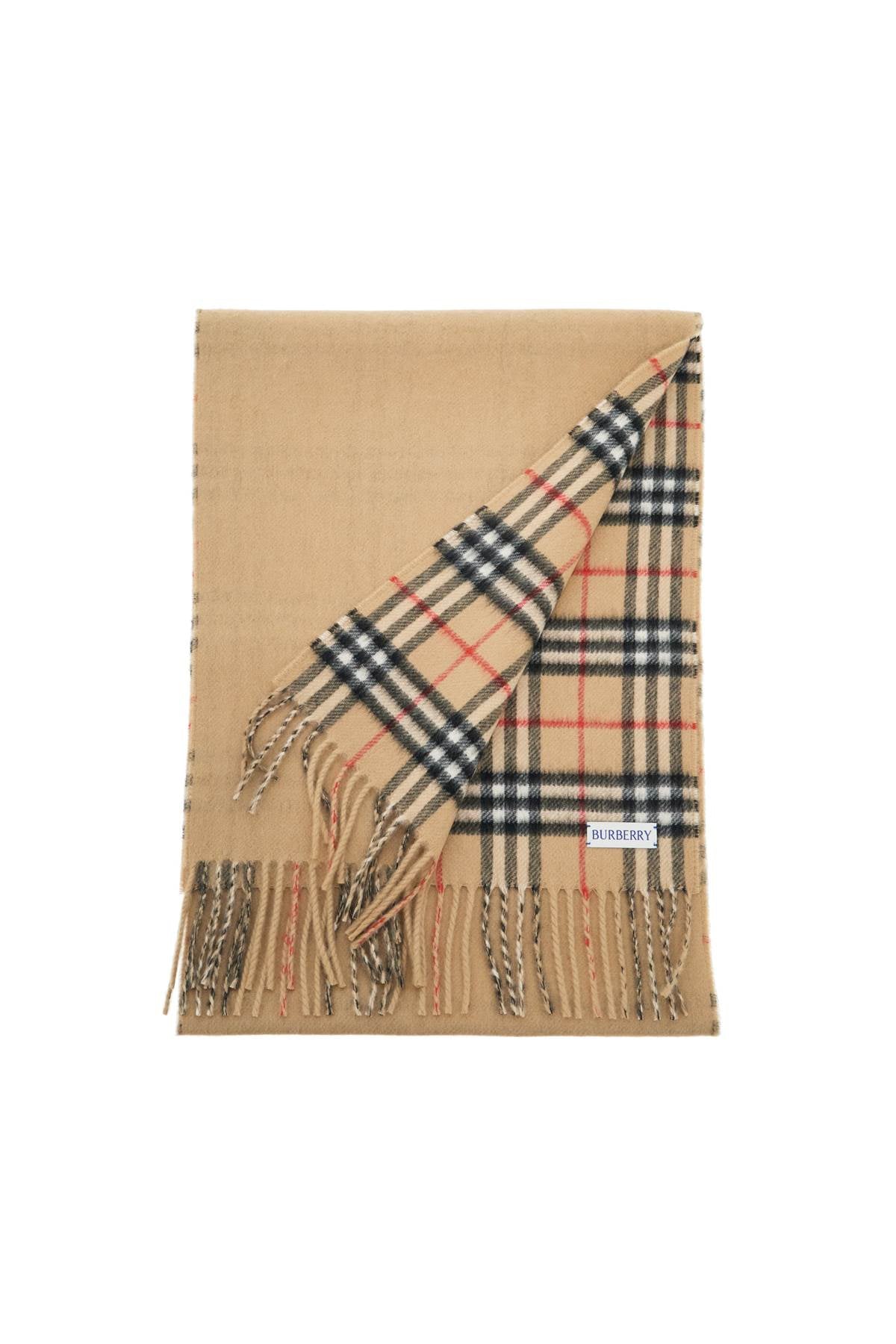 Reversible Cashmere Check Scarf  - Beige