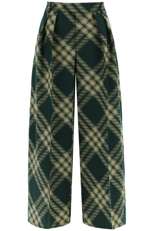 Check Palazzo Pants  - Green