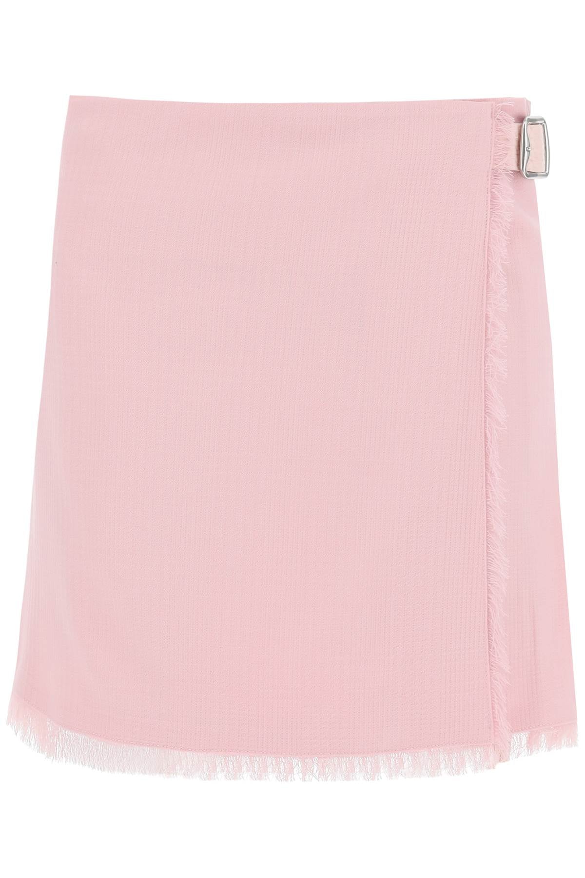 Textured Wool Mini Kilt Skirt  - Pink