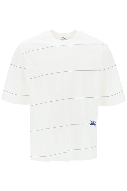 Striped T-shirt With Ekd Embroidery  - White