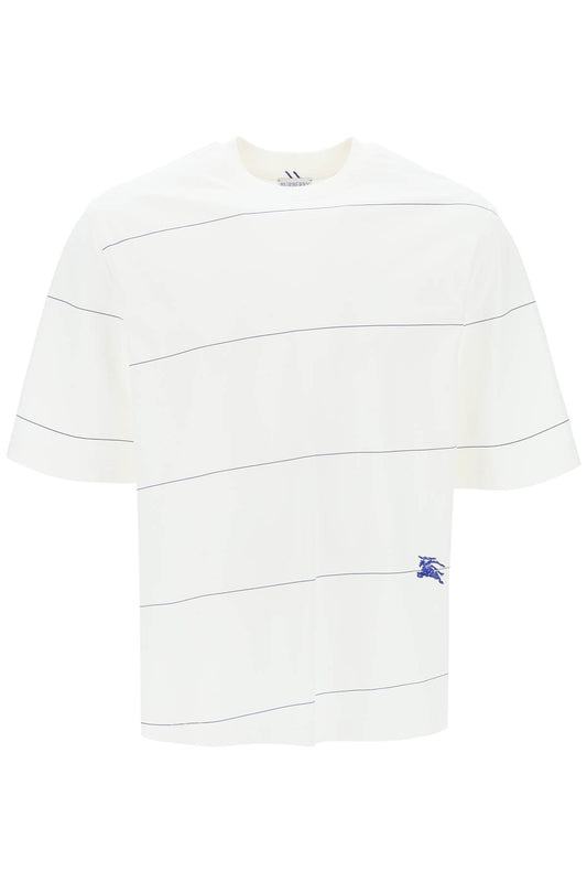 Striped T-shirt With Ekd Embroidery  - White