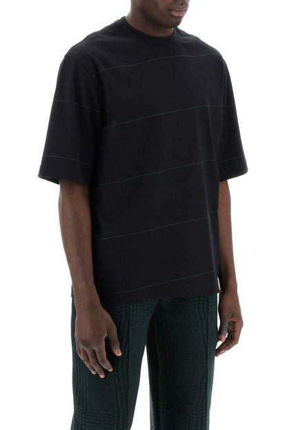 Striped T-shirt With Ekd Embroidery  - Black