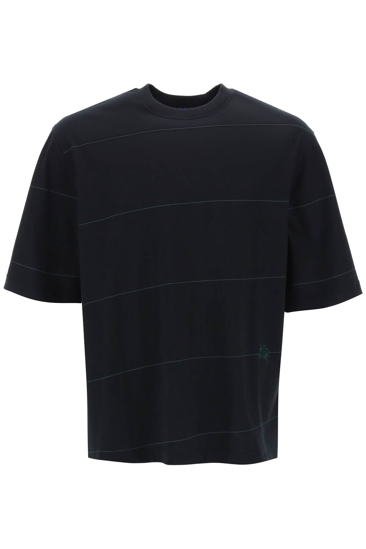 Striped T-shirt With Ekd Embroidery  - Black