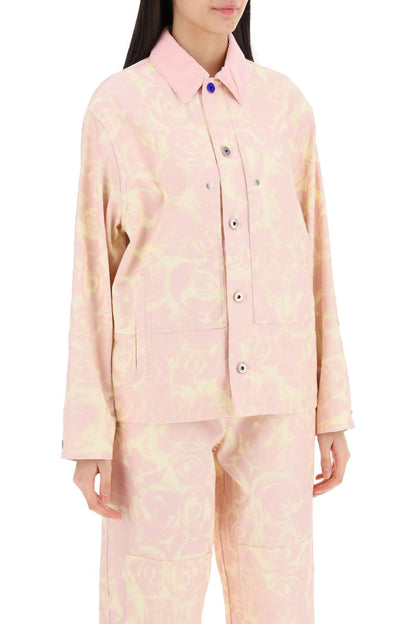 "canvas Workwear Jacket With Rose Print  - Pink