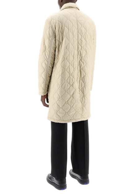 Quilted Nylon Midi Car Coat With  - Neutro