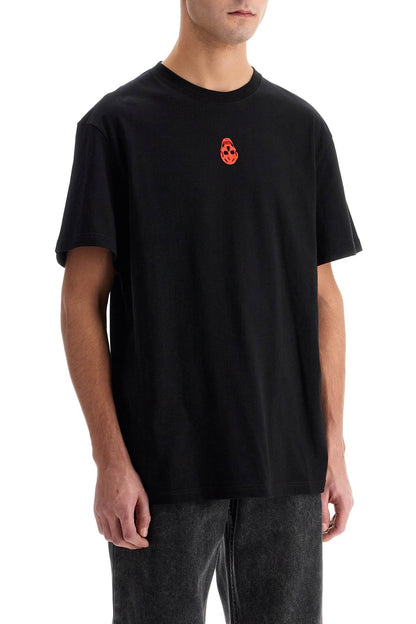 Skull Embroidered T-shirt  - Black