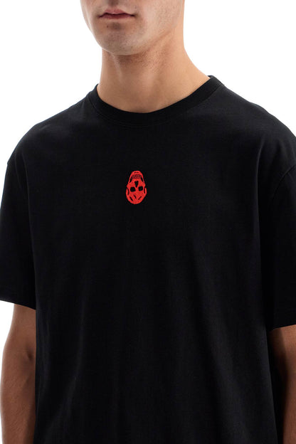 Skull Embroidered T-shirt  - Black