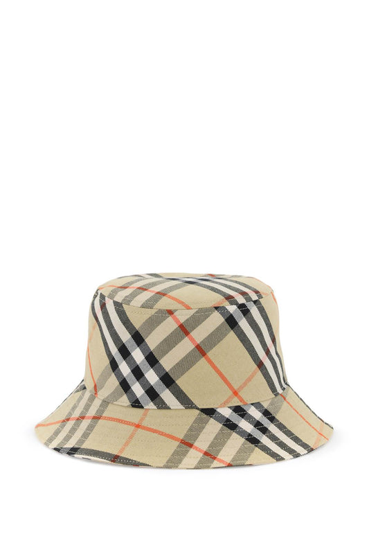 Ered Cotton Blend Bucket Hat With Nine Words  - Beige