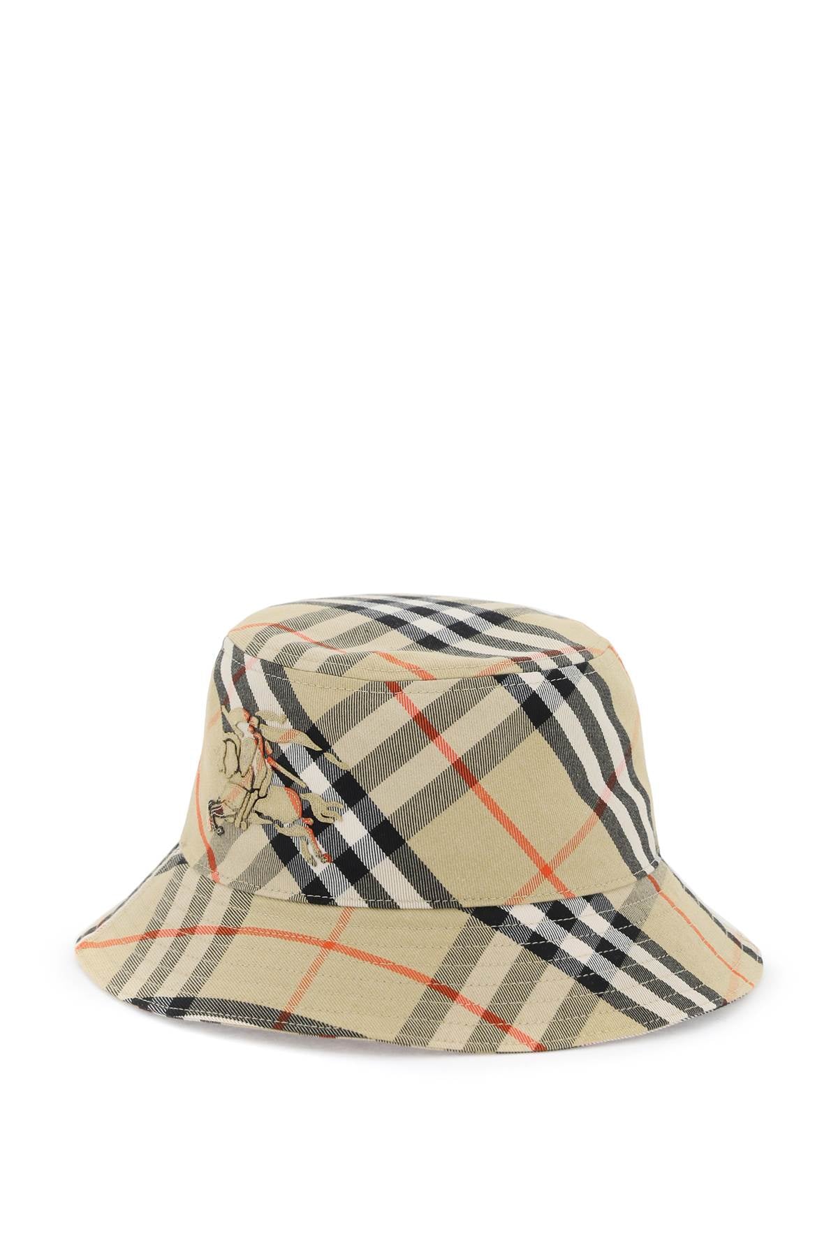 Ered Cotton Blend Bucket Hat With Nine Words  - Beige