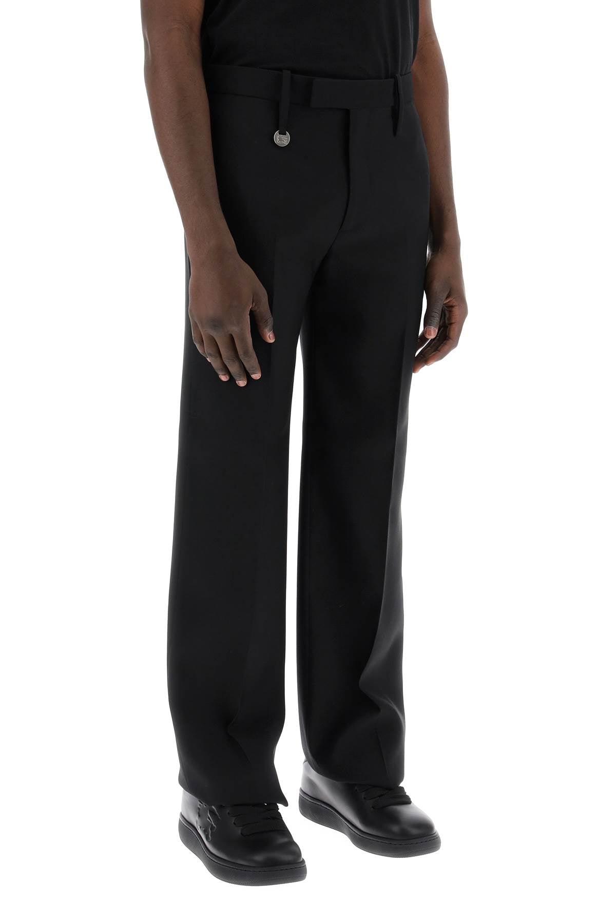 Virgin Wool Trousers  - Black