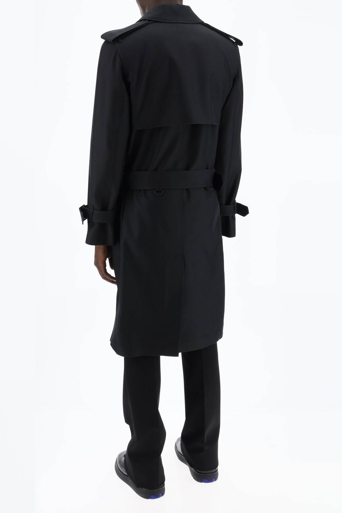 Double-breasted Silk Blend Trench Coat  - Black