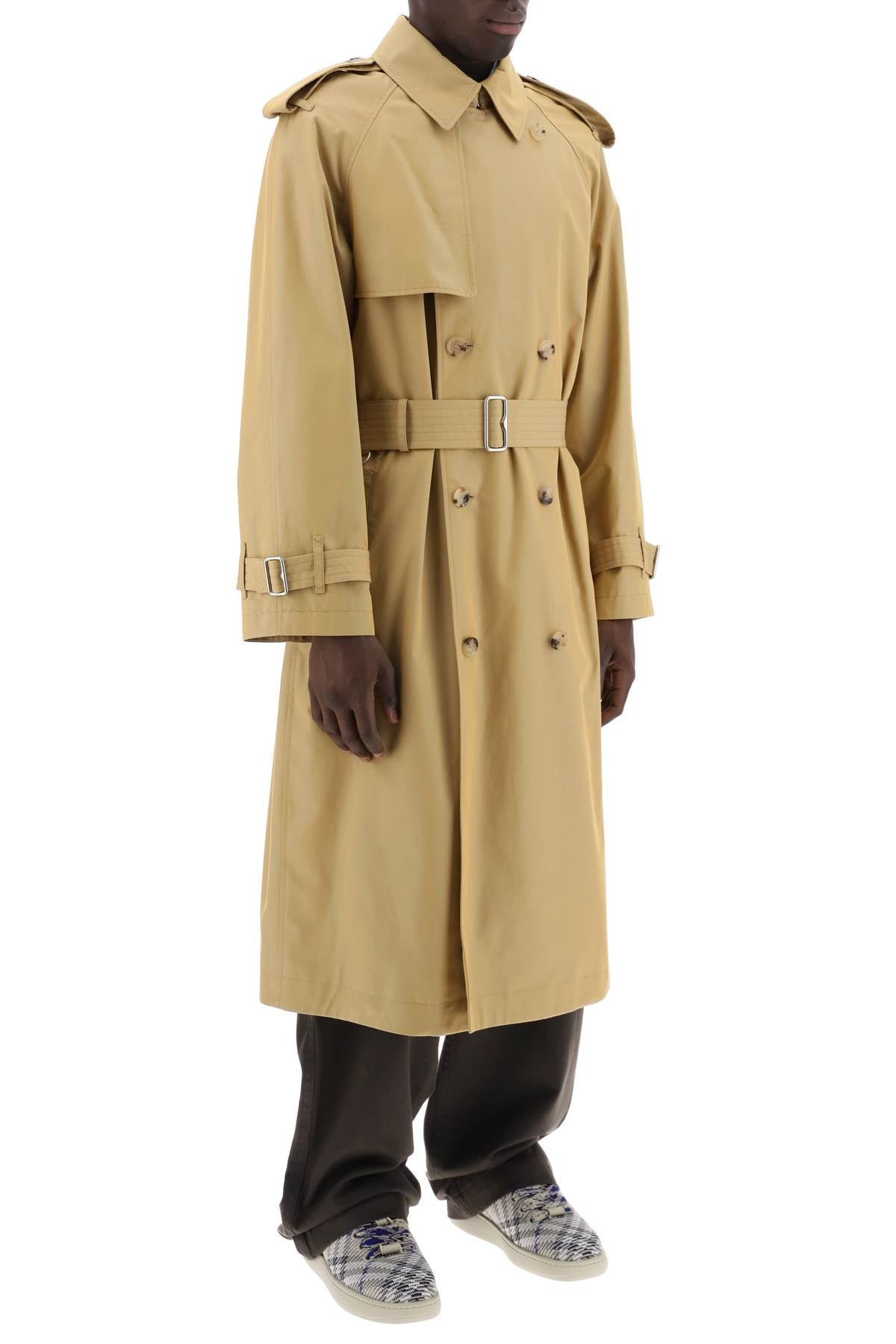 Long Iridescent Trench  - Beige