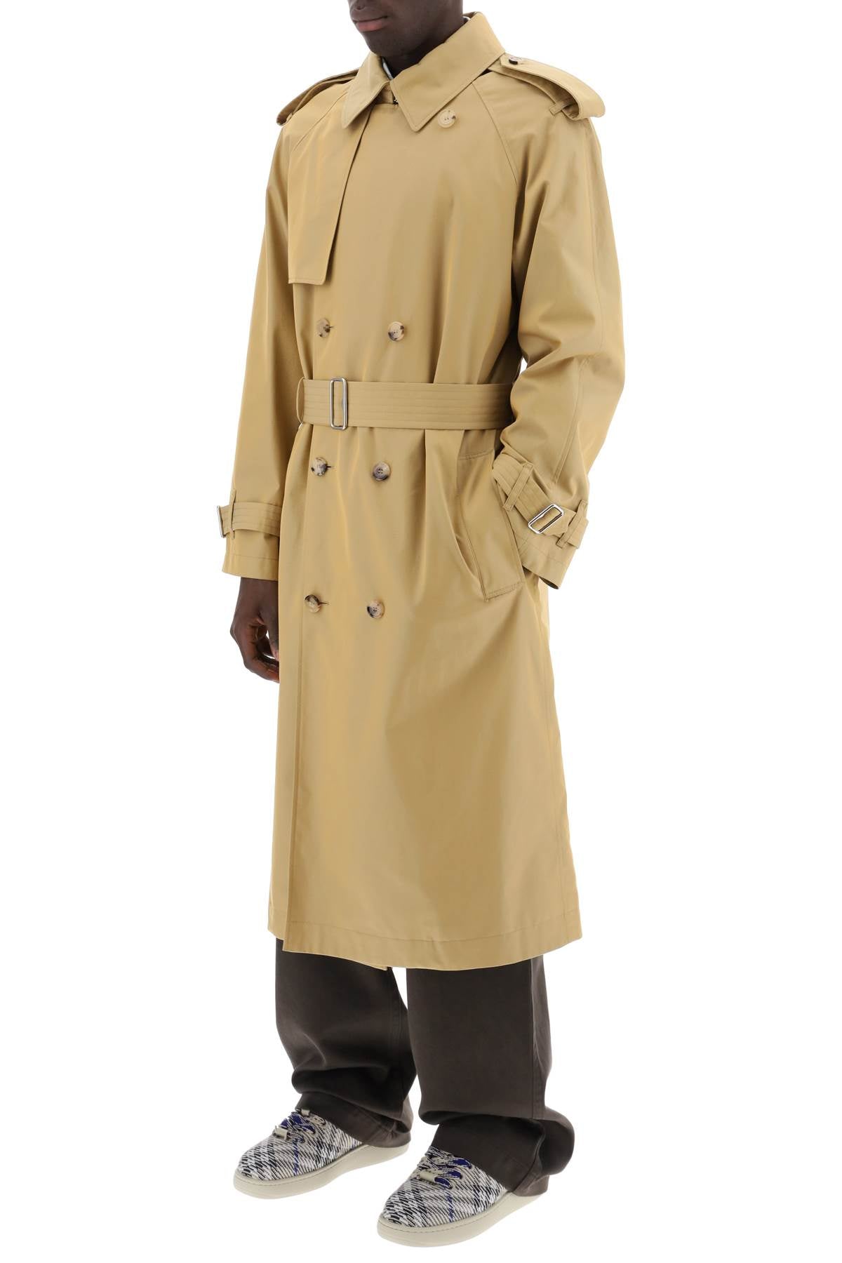 Long Iridescent Trench  - Beige