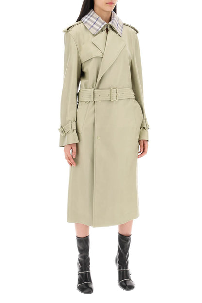 Long Leather Trench Coat  - Neutro