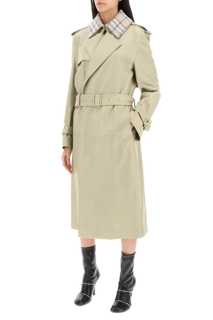 Long Leather Trench Coat  - Neutro