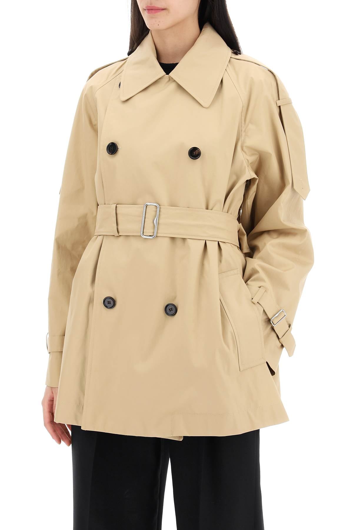 Double-breasted Midi Trench Coat  - Beige