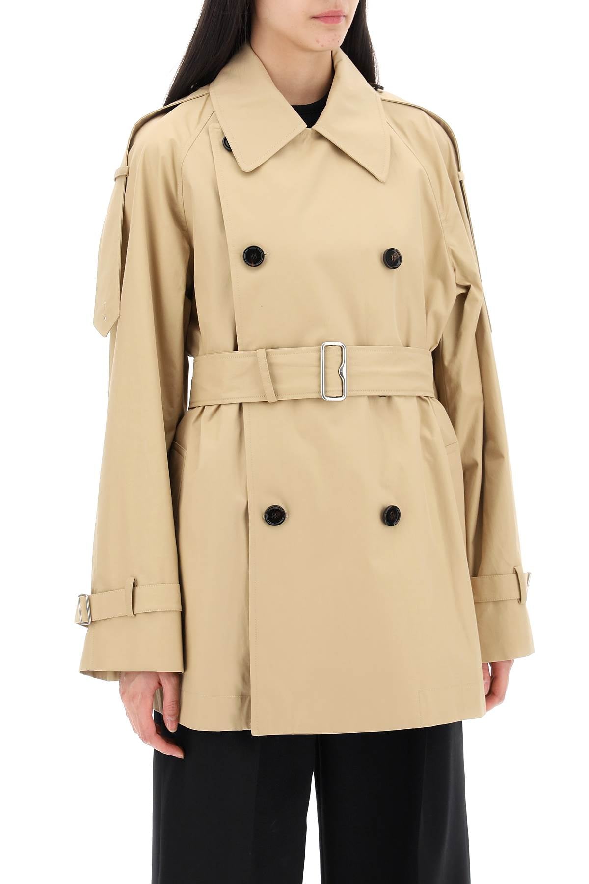 Double-breasted Midi Trench Coat  - Beige