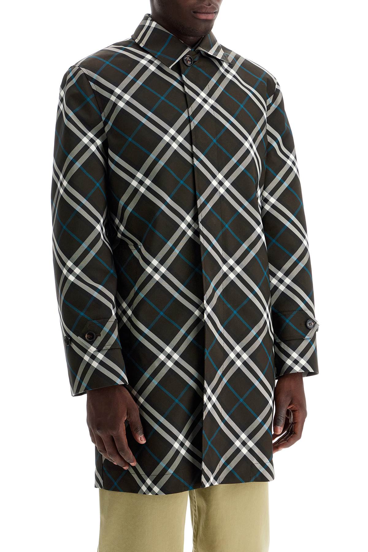 Ered\n\n'checkered Nylon Car Coat  - Green