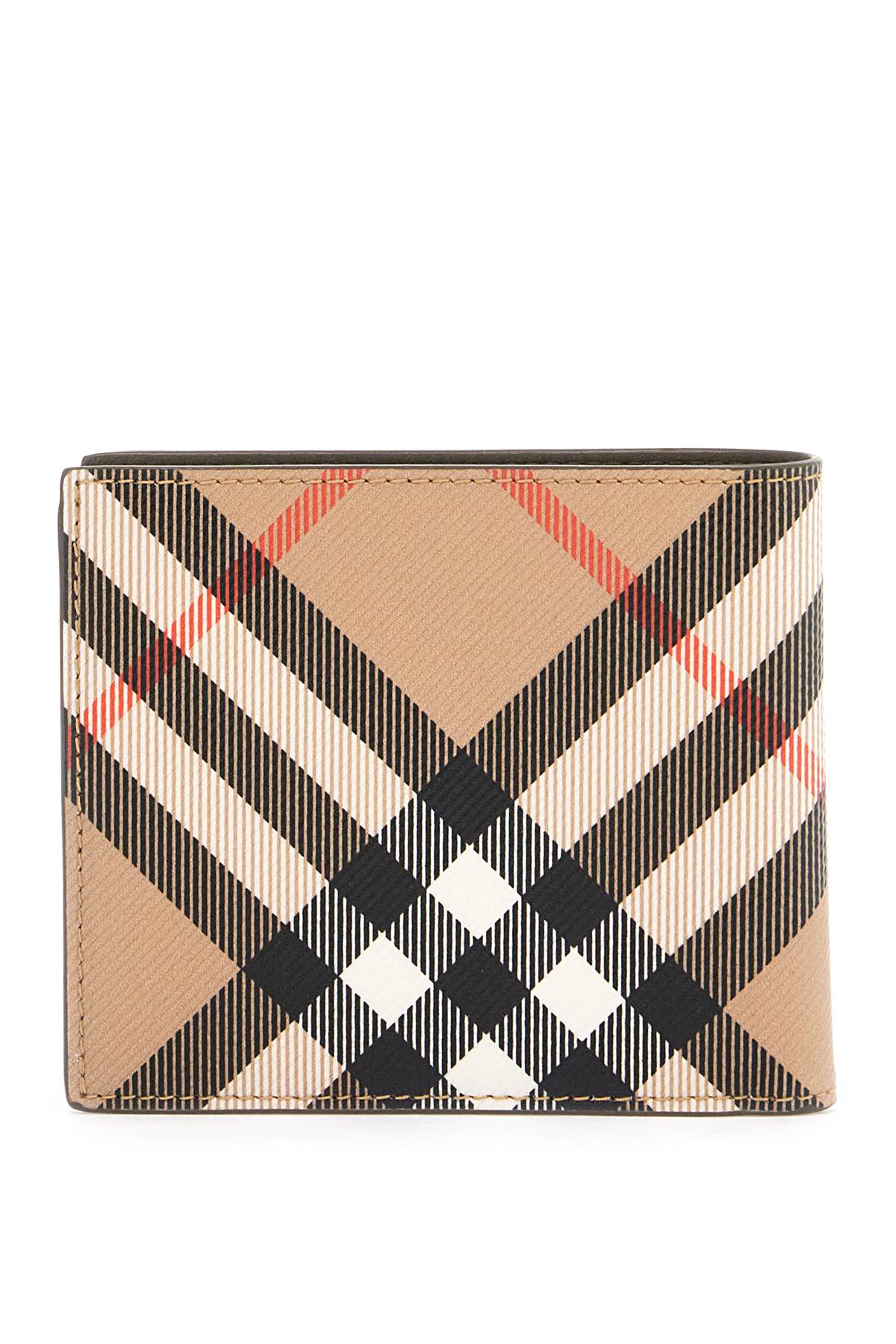 Book Wallet In Coated Canvas Bi-fold Design  - Beige